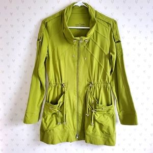 Neon Buddha. Small. Women's light jacket. Green. Detailed. Silver.